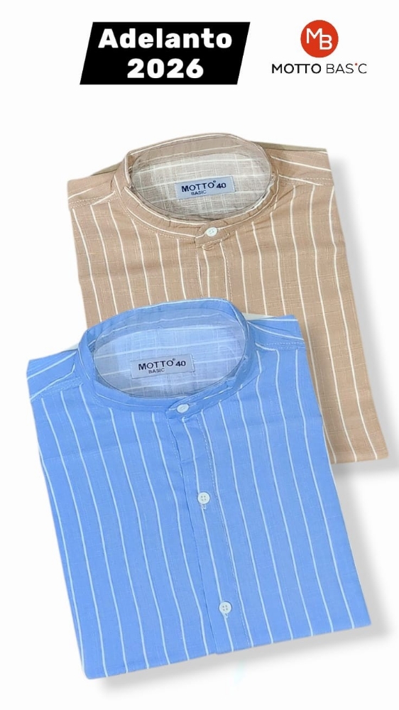 Camisa Cuello Mao Raya Lino Fina Manga Corta - Imagen 3