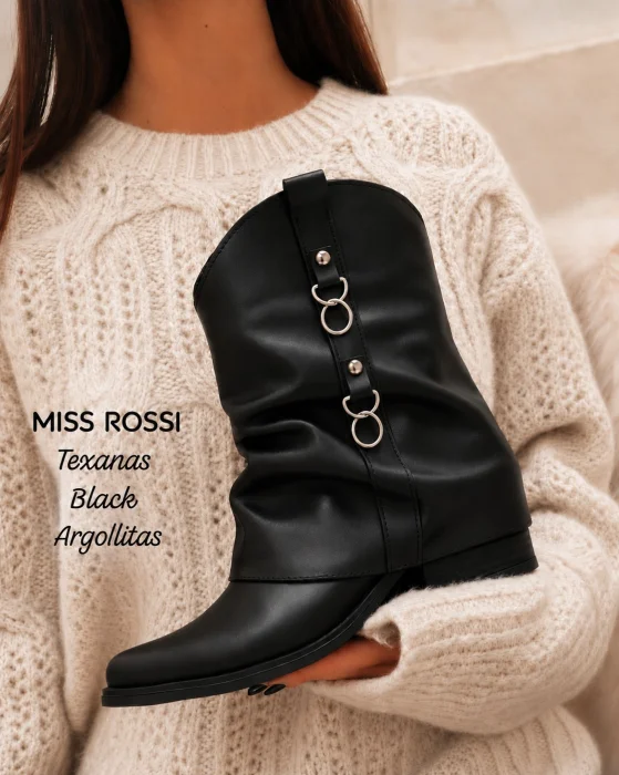 Botas Texanas Arrugadas Volcada con Argollitas