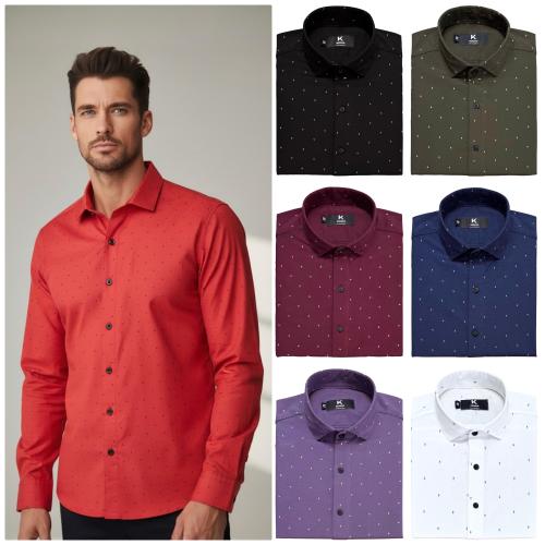 Camisa Estampado Rigido Manga Larga