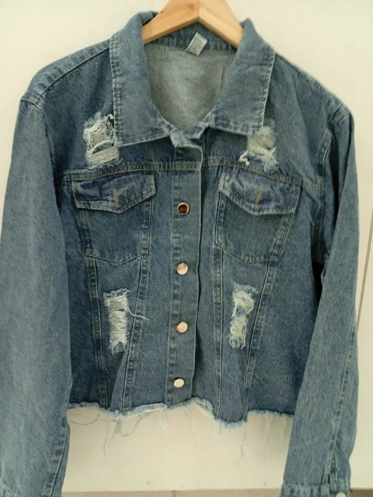 Camperas Jeans Mon Talles Especiales con Roturas