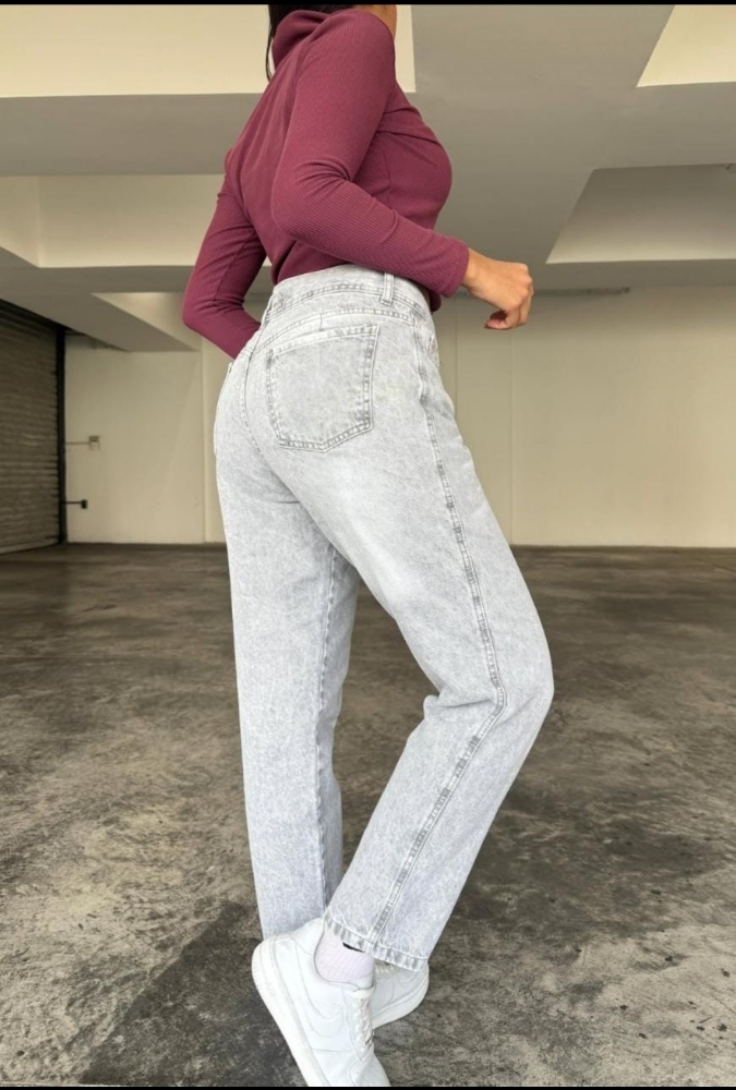 Pantalón Mom Gris + Bigote - Imagen 2