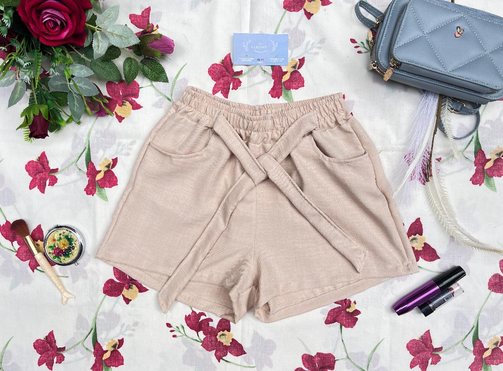 Short de Lino con Spandex Liso - Imagen 4