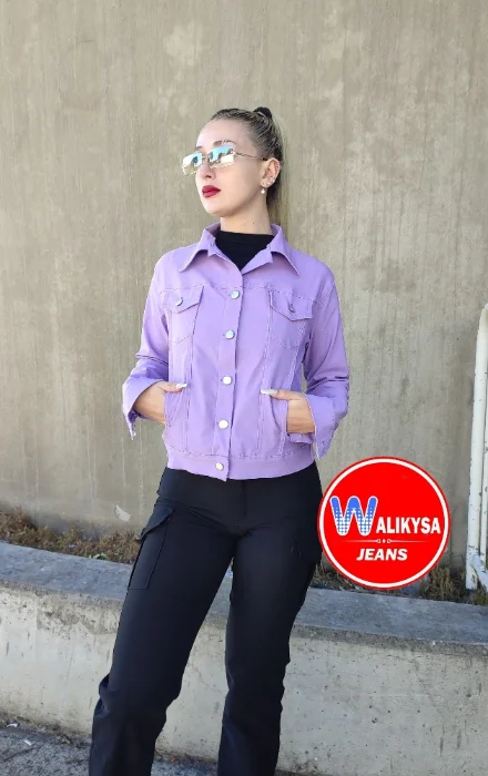Campera Bengalina Elastizado con Bolsillos y Botones Lila
