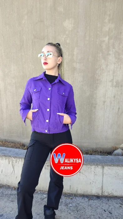 Campera Bengalina Elastizado con Bolsillos y Botones Violeta