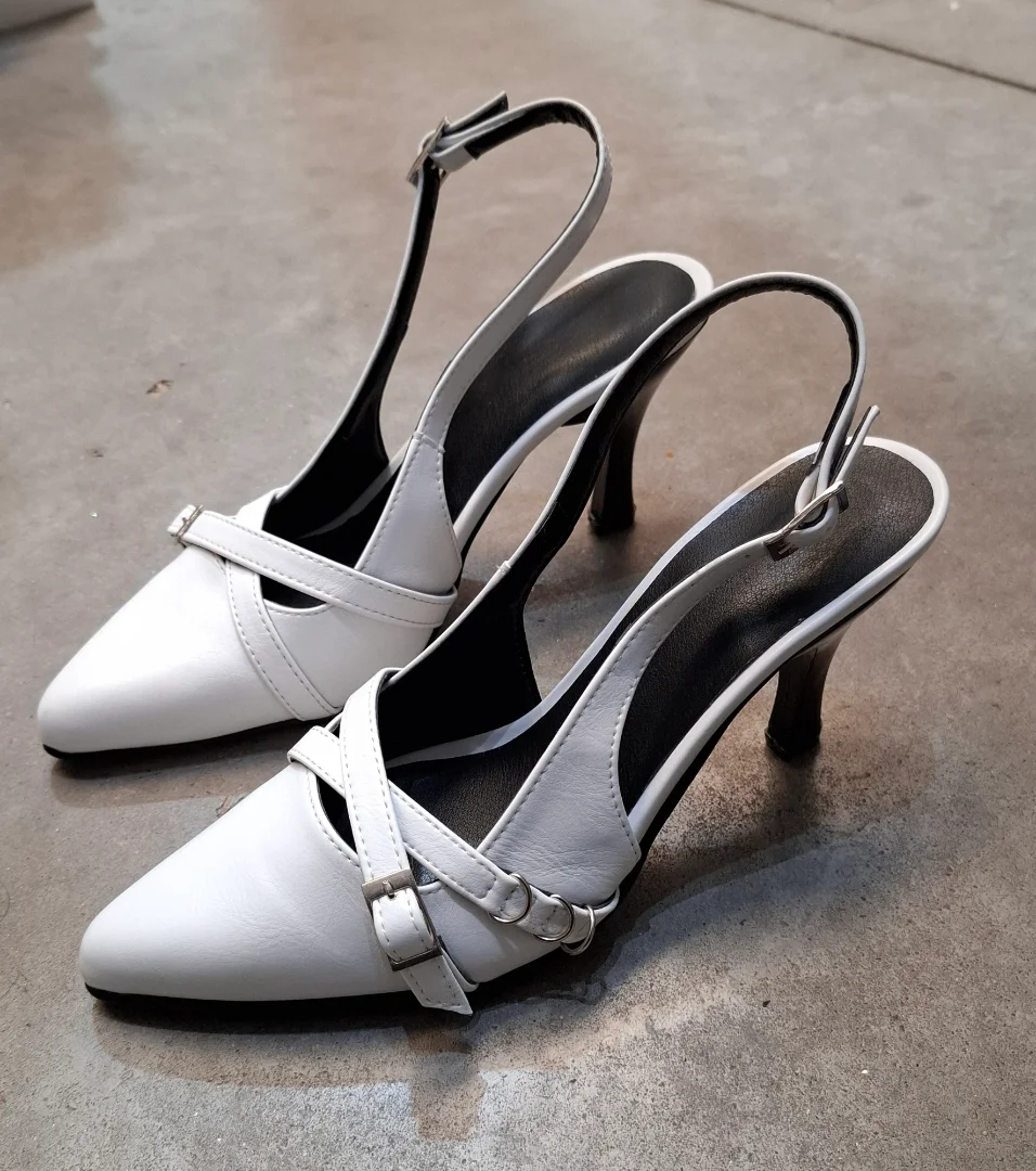 Zapatos Estileto Slingback Blanco - Imagen 2