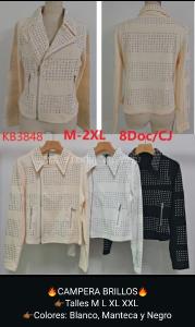 Campera Chaqueta Brillos Mujer Noche Tendencia - Miniatura 2