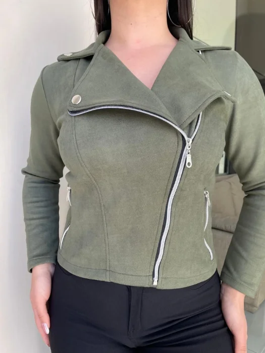 Campera Cruzada  Gamuza