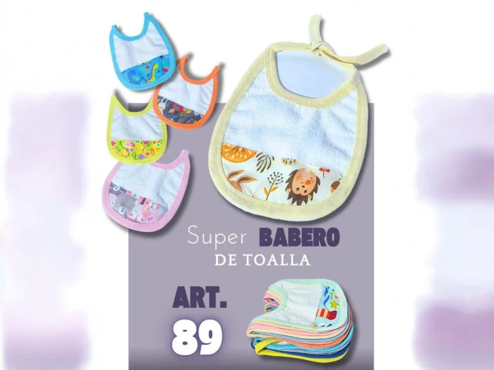 Babero de Toalla con Recorte Estampado Beybe Art.89 Pack X 12