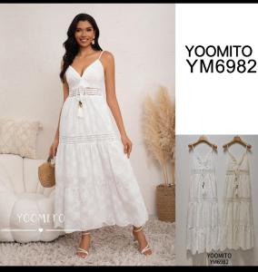 Vestido Largo Brodery Algodón Importado
