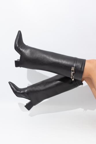 Bota Volcada Caña Alta Givenchy Pu Negro Blanco