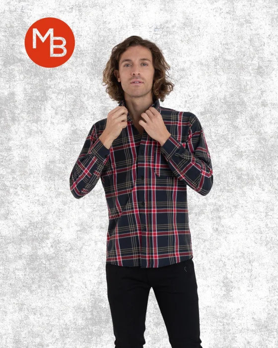 Camisa Clásica Rígida Cuadro Hombre