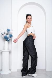 'art 160-6' 36 al 46 Wide Leg Negro + Raw Denim "trend" - Miniatura 4