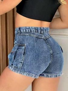 Short Jean Cargo Dama  Pantalón Corto Denim Mujer Bolsillos  Promos Mayoristas - Miniatura 2