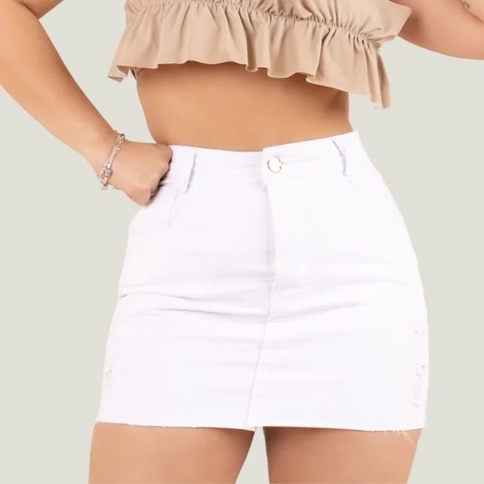 Pollera Blanco Elastizado de Jeans