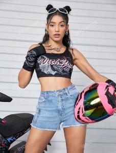 Short Jean Cargo Celeste Mujer   Pantalon Corto Bolsillos  Dama   Promos Mayoristas