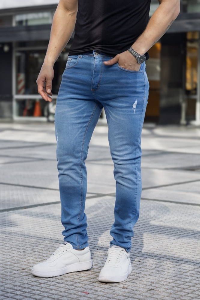 Pantalón Semi Chupin  Celeste - Imagen 4