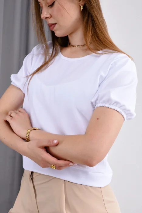 Blusa Cey Manga Bombé con Lazo en la Espalda
