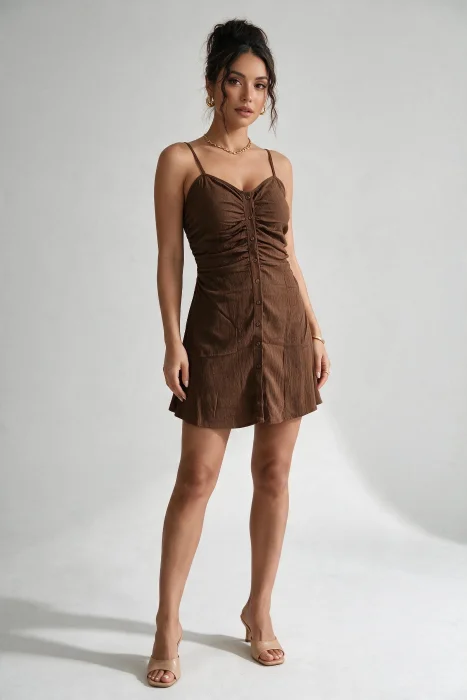 Vestido Nani Solero Fruncido con Botones