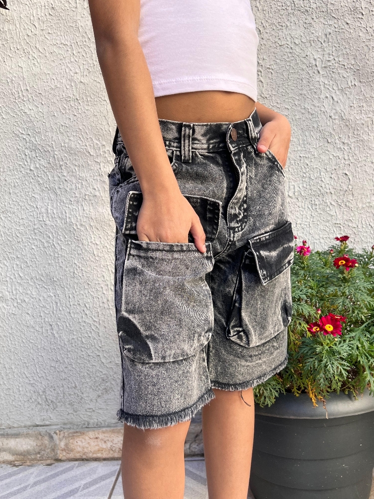 Bermuda Mom Gris B/delantero Unisex - Imagen 3