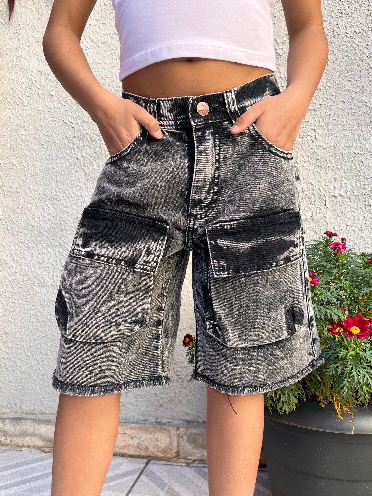 Bermuda Mom Gris B/delantero Unisex - Imagen 4