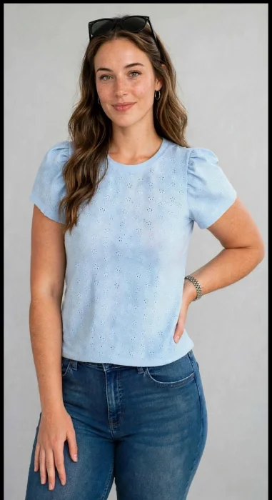 Remera Princesa Broderi Elastizado