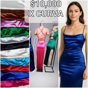 Vestido Largo Saten Corte en Pierna Derecha
