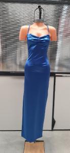 Vestido Largo Saten Regulable con Elástico y Tajo en