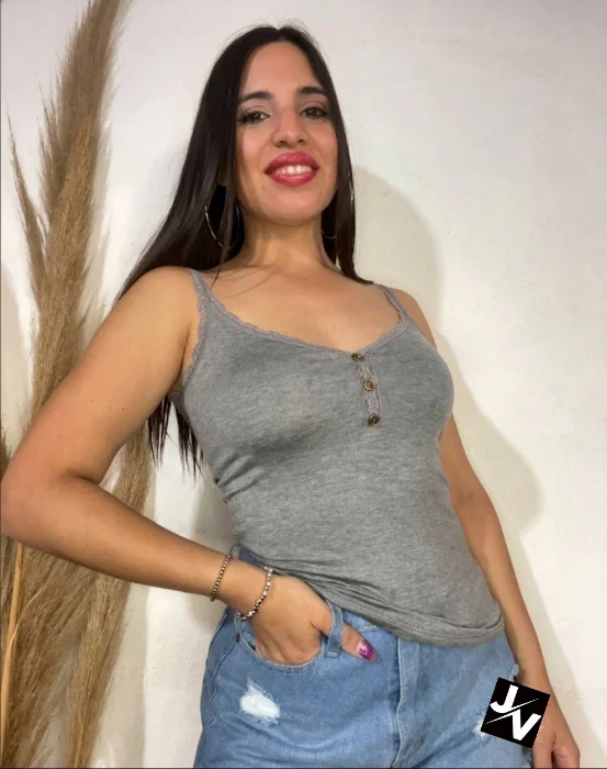 Musculosa Puntillas Botón