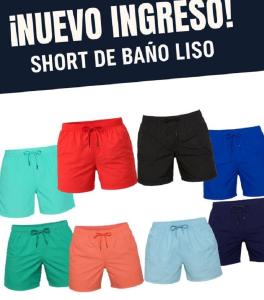 Short de Baño Liso Nylon con Bolsillo y Suspensor T al S al 5xl