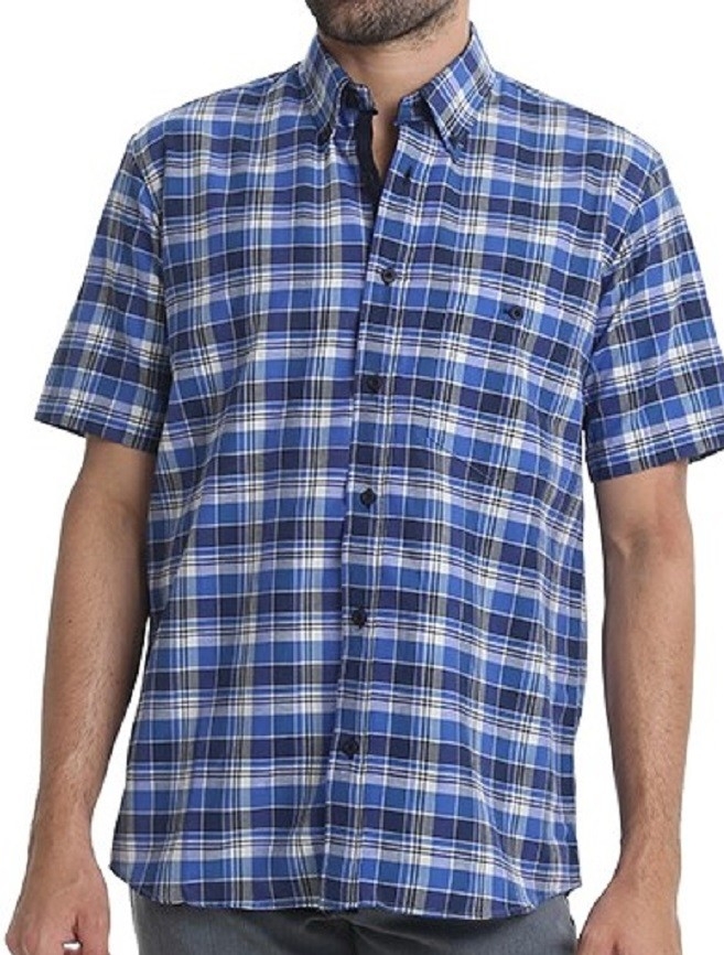 Camisa M Cortas de Cuadros Jeancartier C Bolsillo T 38 al 54 - Imagen 2