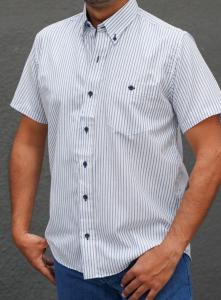 Camisa Rayada Mangas Cortas  con Bolsillo Jean Cartier