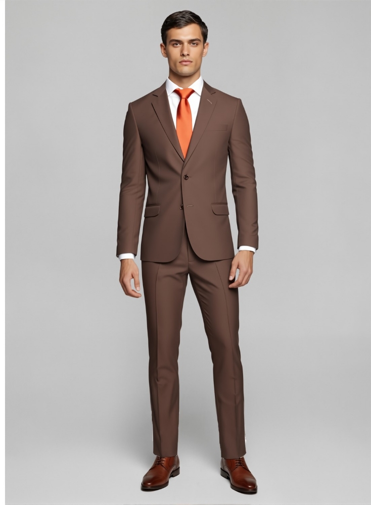 Traje de Hombre Saco y Pantalón Tropical Mecánico Marron - Imagen 2