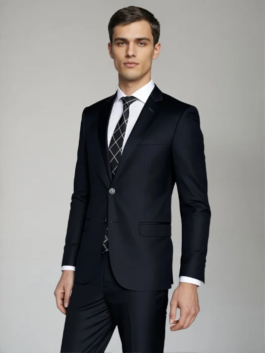 Traje de Hombre 2 Piezas Coton Saten Negro