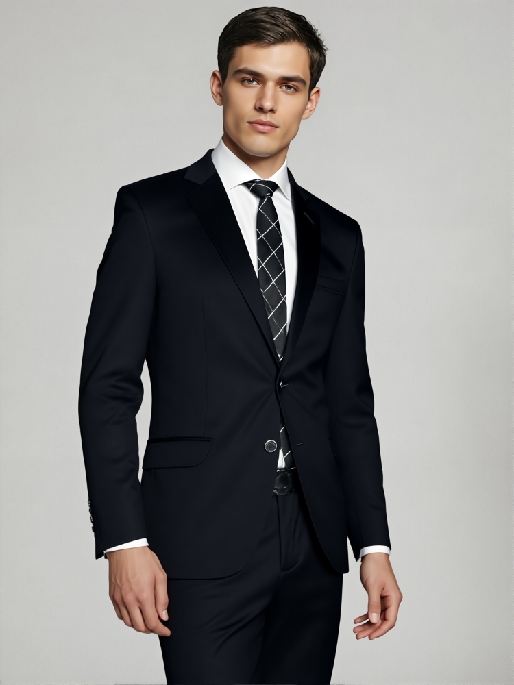 Traje de Hombre 2 Piezas Coton Saten Negro - Imagen 2