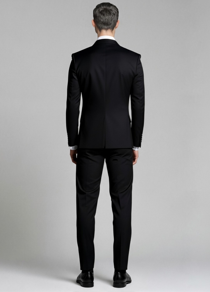 Traje de Hombre 2 Piezas Coton Saten Negro - Imagen 4