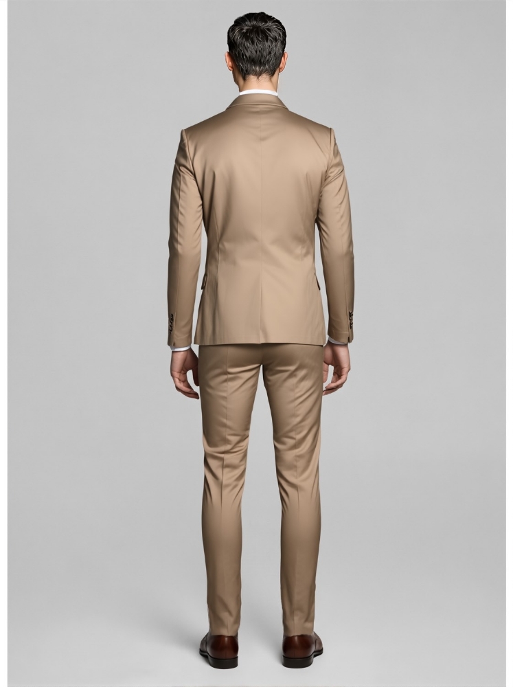 Traje de Hombre 2 Piezas Coton Saten Beige - Imagen 3