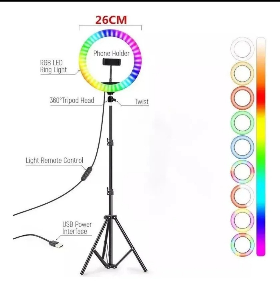 Aro Led 26cm Rgb + Luz Blanca + Tripode - Imagen 2