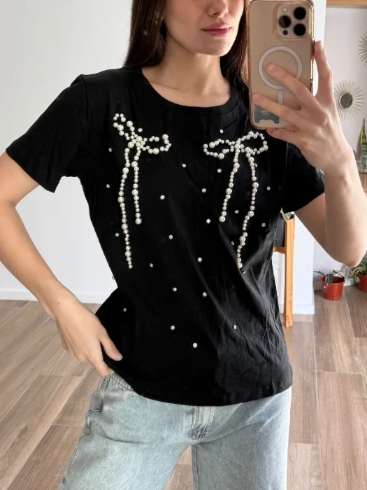 Remera de Algodon Importada con Aplique 005