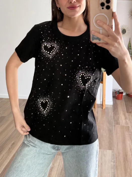 Remera de Algodon Importada con Aplique 009