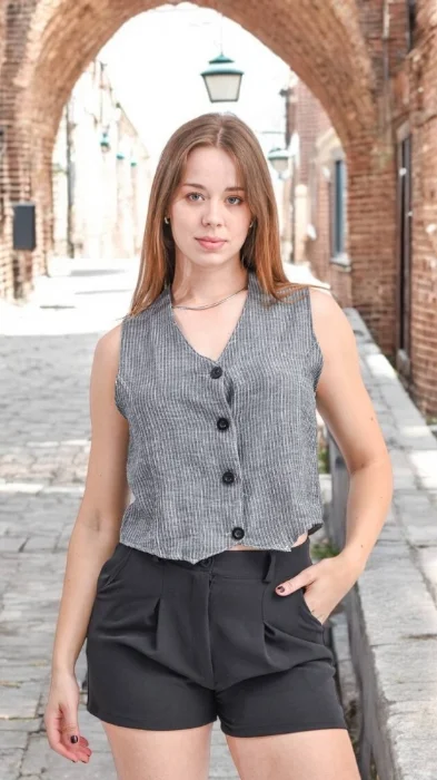 Chaleco Rayado de Lino