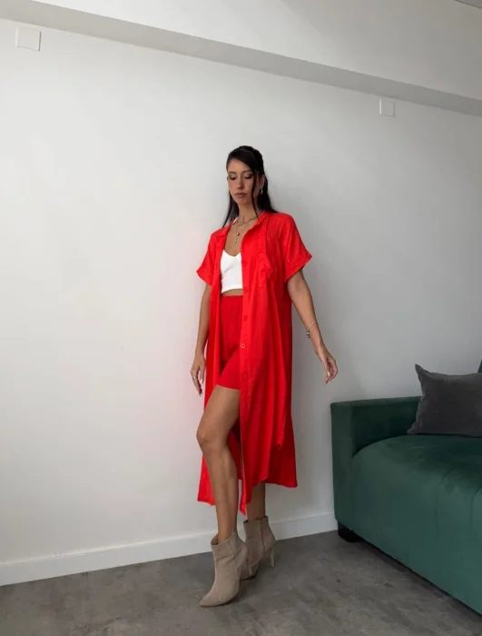 Vestido Camisero de Lino Espandex