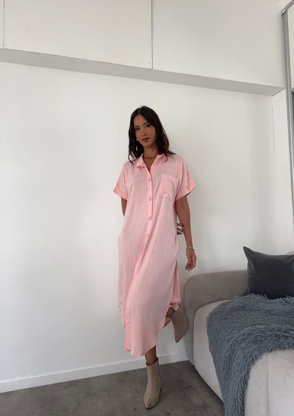 Vestido Camisero de Lino Espandex - Imagen 3