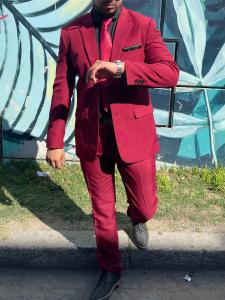 Traje de Hombre Negro  Entallado Liso - Miniatura 3