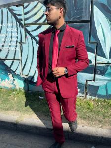 Traje de Hombre Negro  Entallado Liso - Miniatura 4