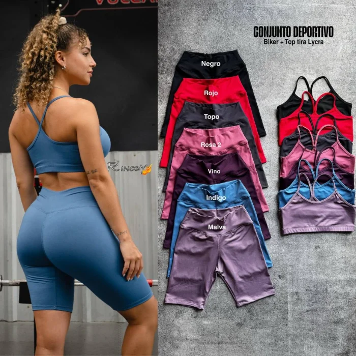Conjunto Biker + Top Tira Lycra