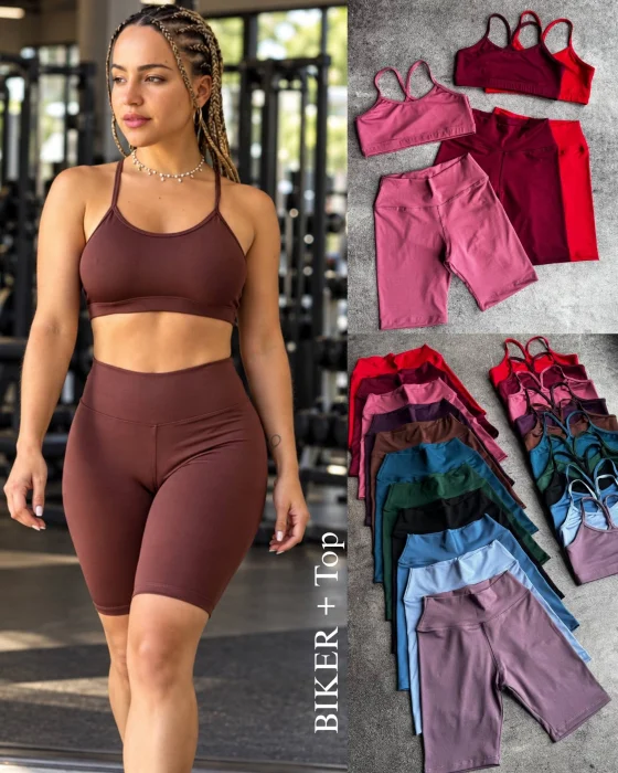 Conjunto Biker + Top Tira Lycra