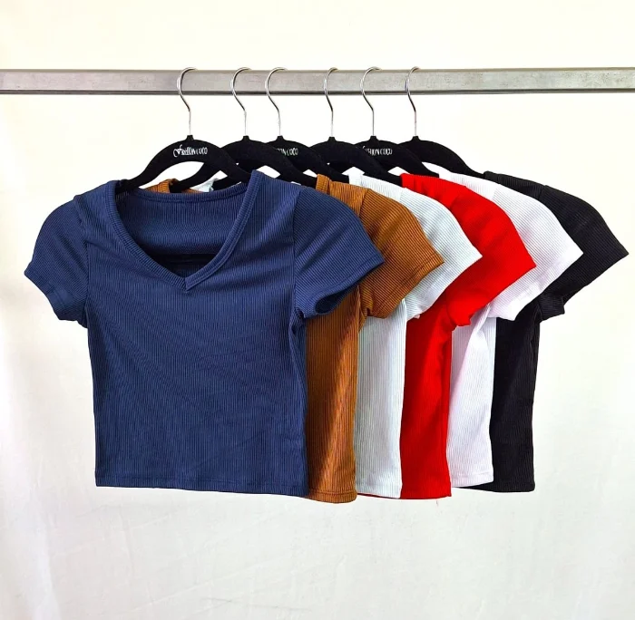 Remera Cuello V  Manga Corta Morley Liso 2026