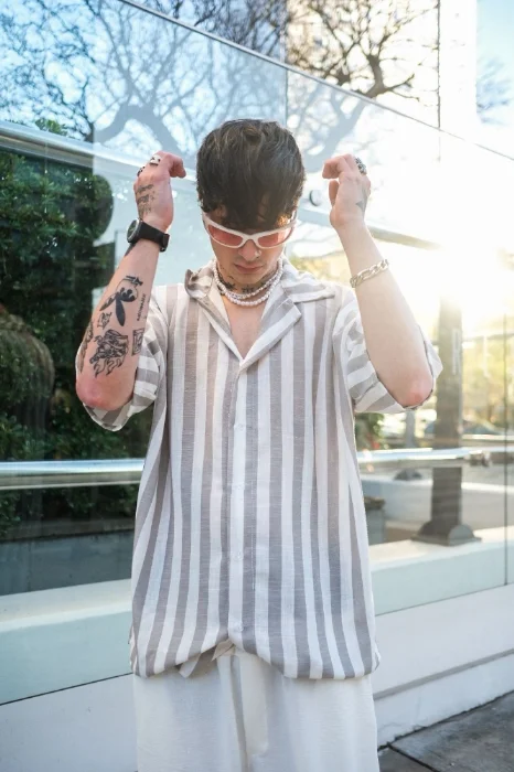 Camisa Lino Rayas Overzise
