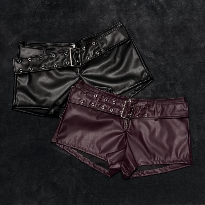 Short Engomado Tiro bajo con Cinto