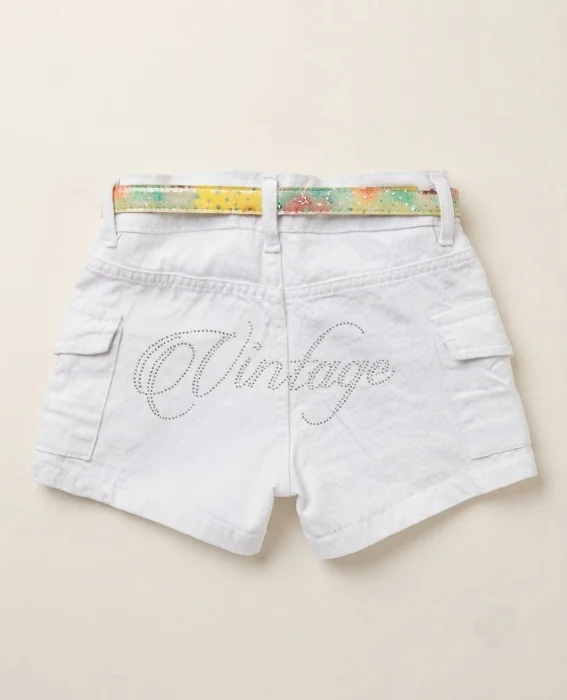 Short Mom Cargo Blanco C/brillos de Nena